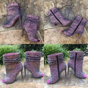 Spotlight Violet Glitter High Heel Ankle Boots 4.75 Spotlight Violet Glitter High Heel Ankle Boots 4.75